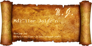 Müller Jolán névjegykártya