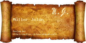 Müller Jolán névjegykártya